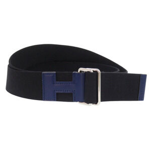 Excellent condition Hermès Nomad 40 belt, canvas, leather, black, blue, U sta...